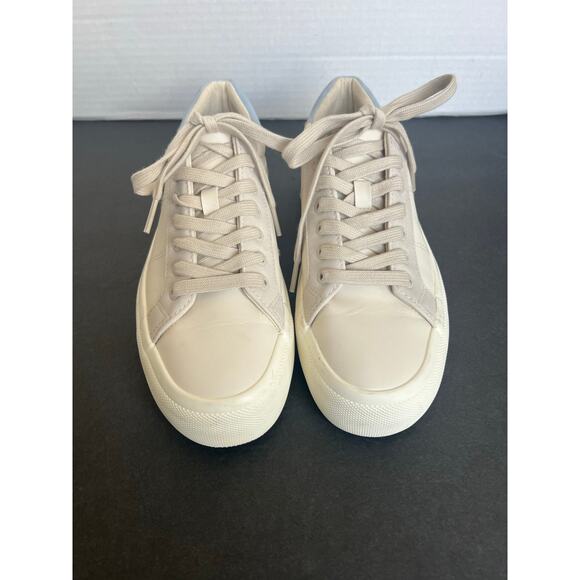 Zara Vegan Cream Blue Platform Low Top Lace Up Sneakers Size 9 - Picture 3 of 10